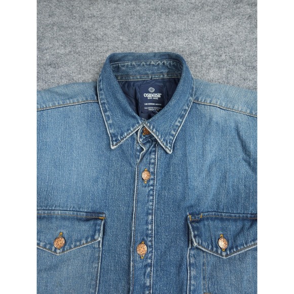 OshKosh Jean Jacket Barn Coat Men's XL Blue Denim Quilted Lined Buttons - Picture 3 of 10